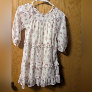 Zara Cream and Pink Floral Kids Dress